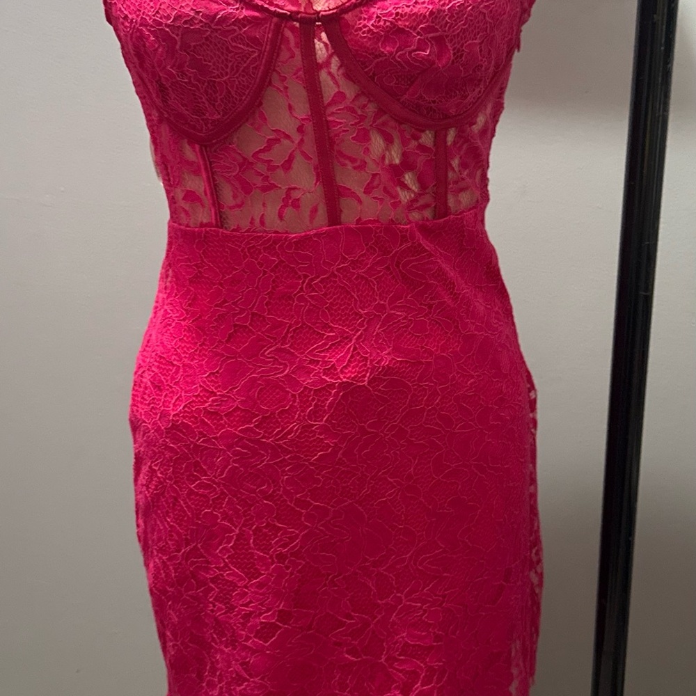 Forever Hot Pink Lace Slip dress - Picture 2 of 4